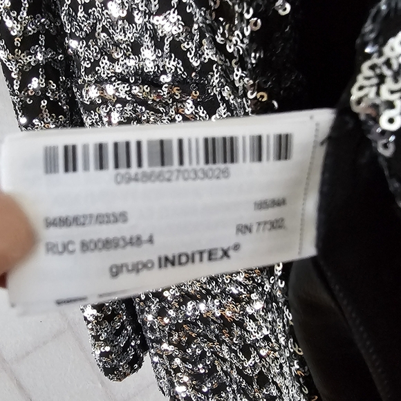 ZARA SEQUIN COLLARLESS BLAZER - Picture 12 of 14